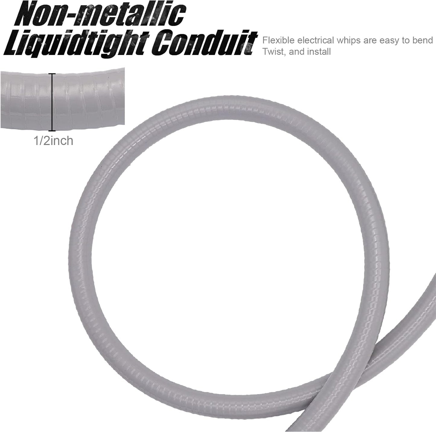 1/2 in 6 ft Gauge Electrical Wire Liquidtight Flexible Non-Metallic Conduit Cable