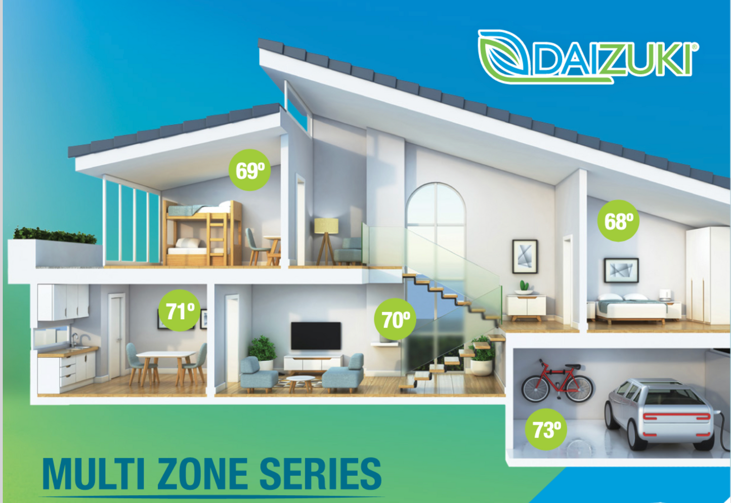 Dual Zone 2 High Wall 12000 Btu 16 Ft line Kit 22 SEER Ductless Mini Split Air Conditioner Inverter Wifi Heat Pump