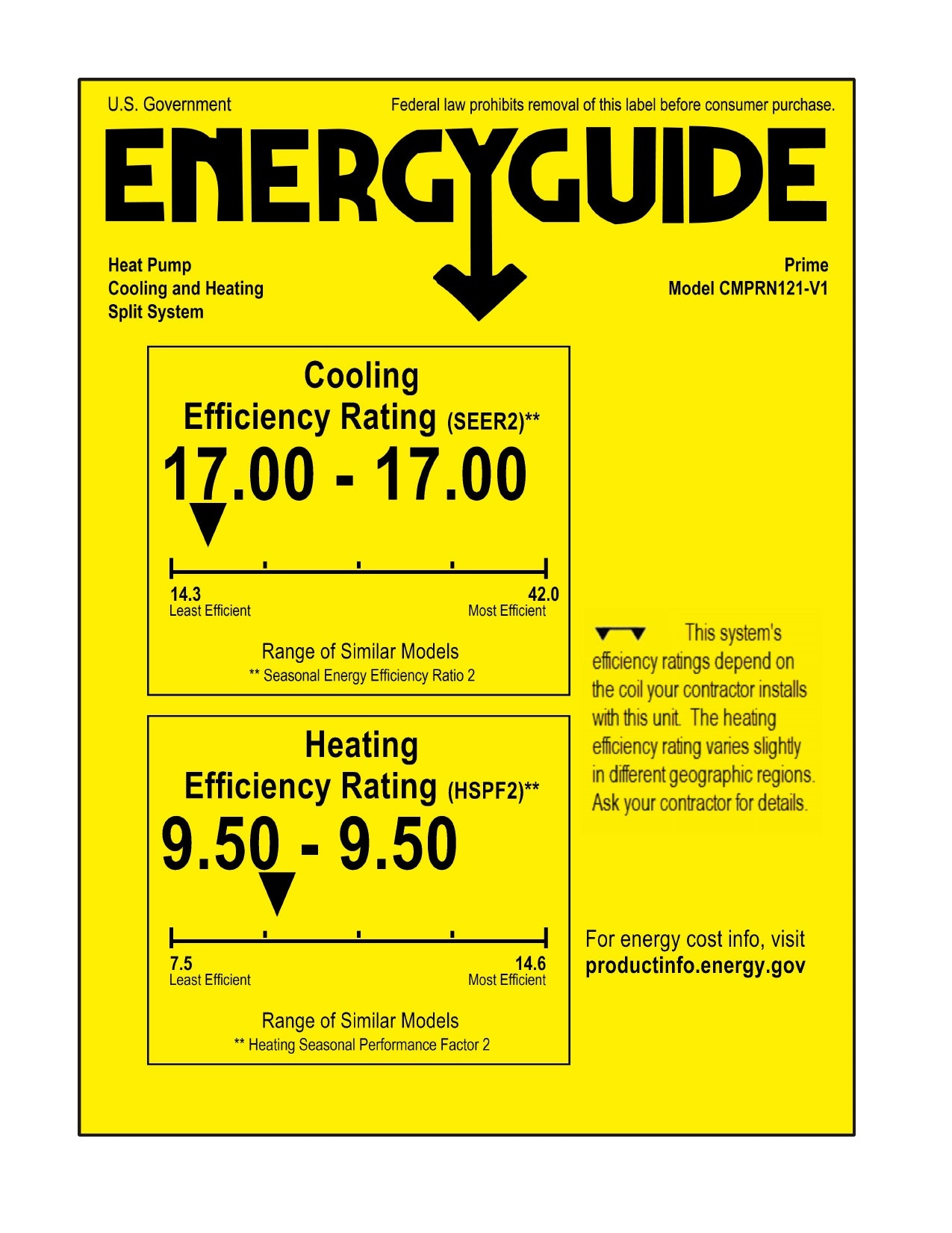 Prime Mini Split Inverter 12000 BTU (1 Ton) 115V – Heat & Cool, WiFi, Silent Mode, 17 SEER2