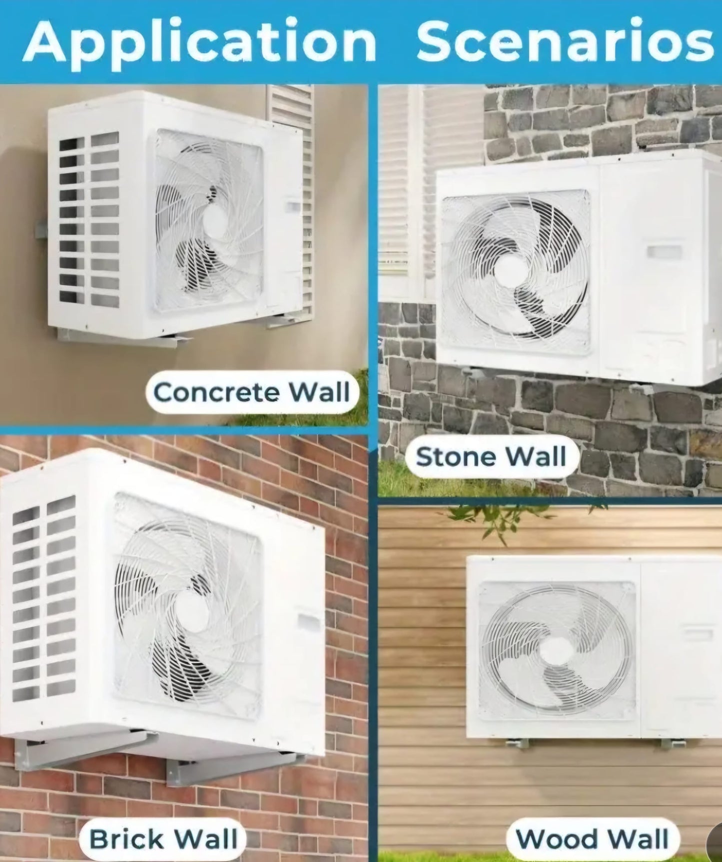 Mini Split Wall Mount Bracket Cold Rolled Steel 300 lbs 9000-36000 BTU Support