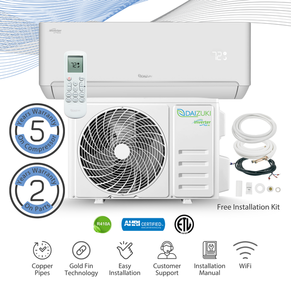 Daizuki 12000 BTU Air Conditioner Mini Split 23 SEER2 INVERTER Ductless Heat Pump 220V WIFI Included