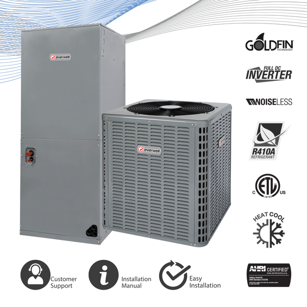 Sistema de bomba de calor de aire acondicionado central dividido con conductos 2,5 TON 14 SEER