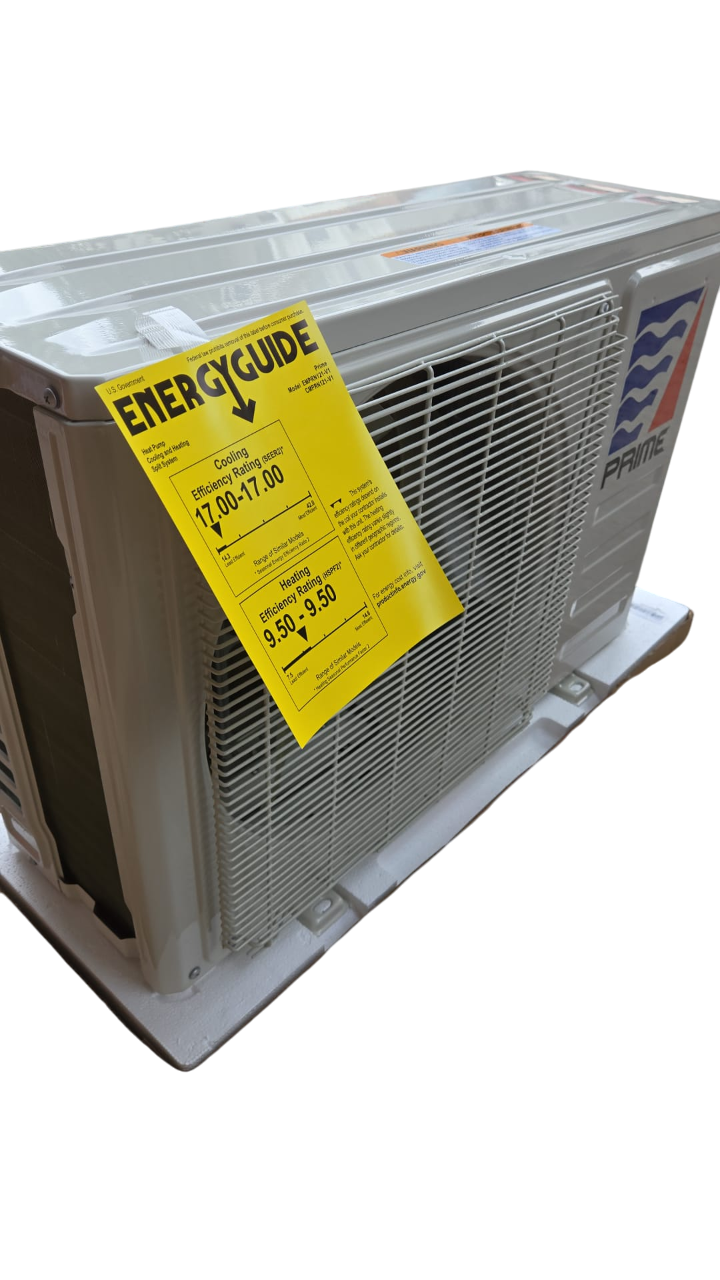 Prime Mini Split Inverter 12000 BTU (1 Ton) 115V – Heat & Cool, WiFi, Silent Mode, 17 SEER2