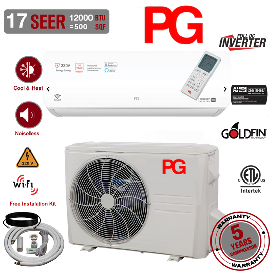 12000 BTU Mini Split Air Conditioner Inverter Heat Pump Ultra Quiet 17 SEER2 220V WiFi