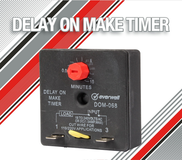 Everwell Delay on Make Timer 10 min Adjustable 18-240 VAC