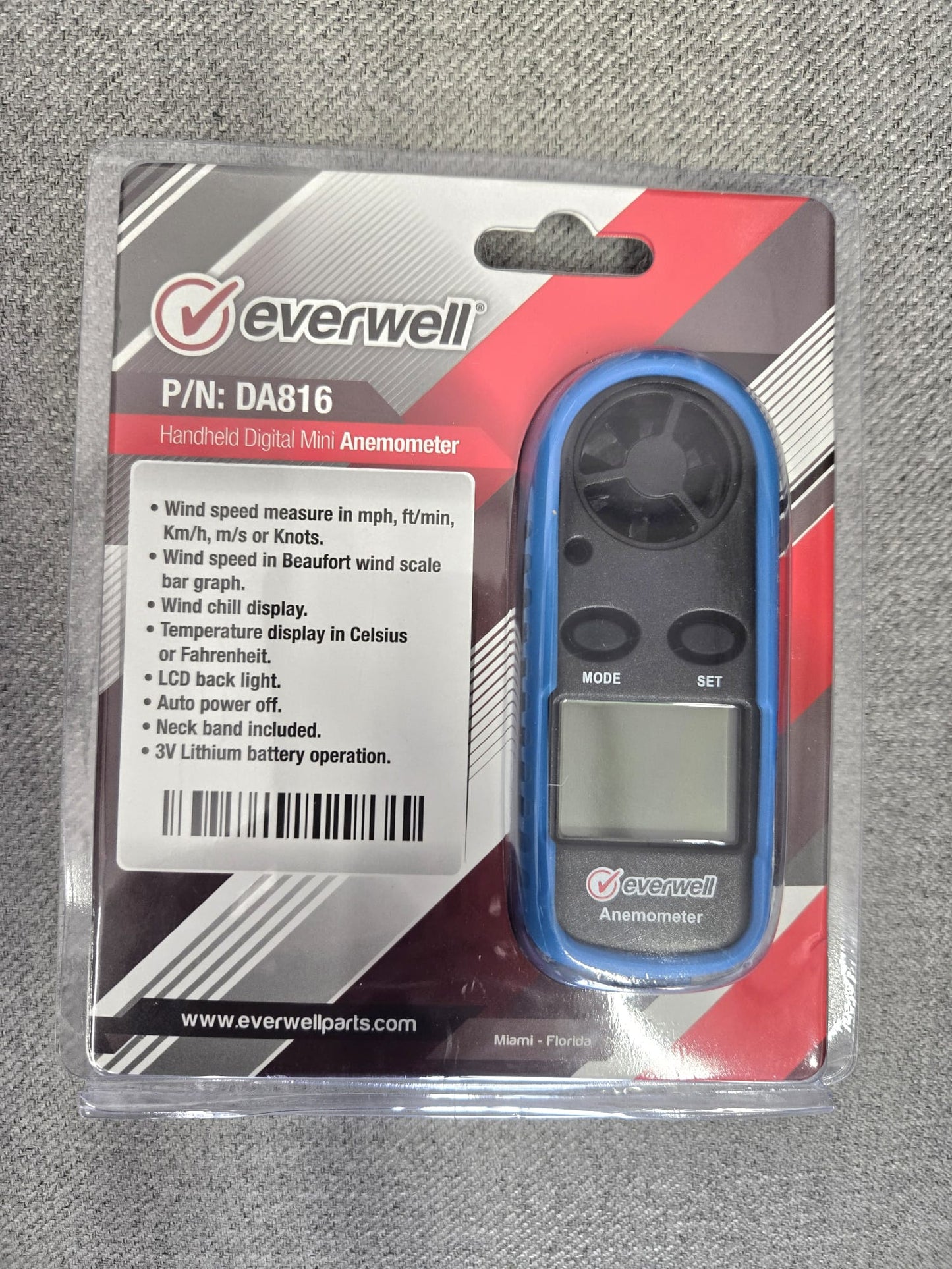 Everwell® Handheld Digital Mini-Anemometer