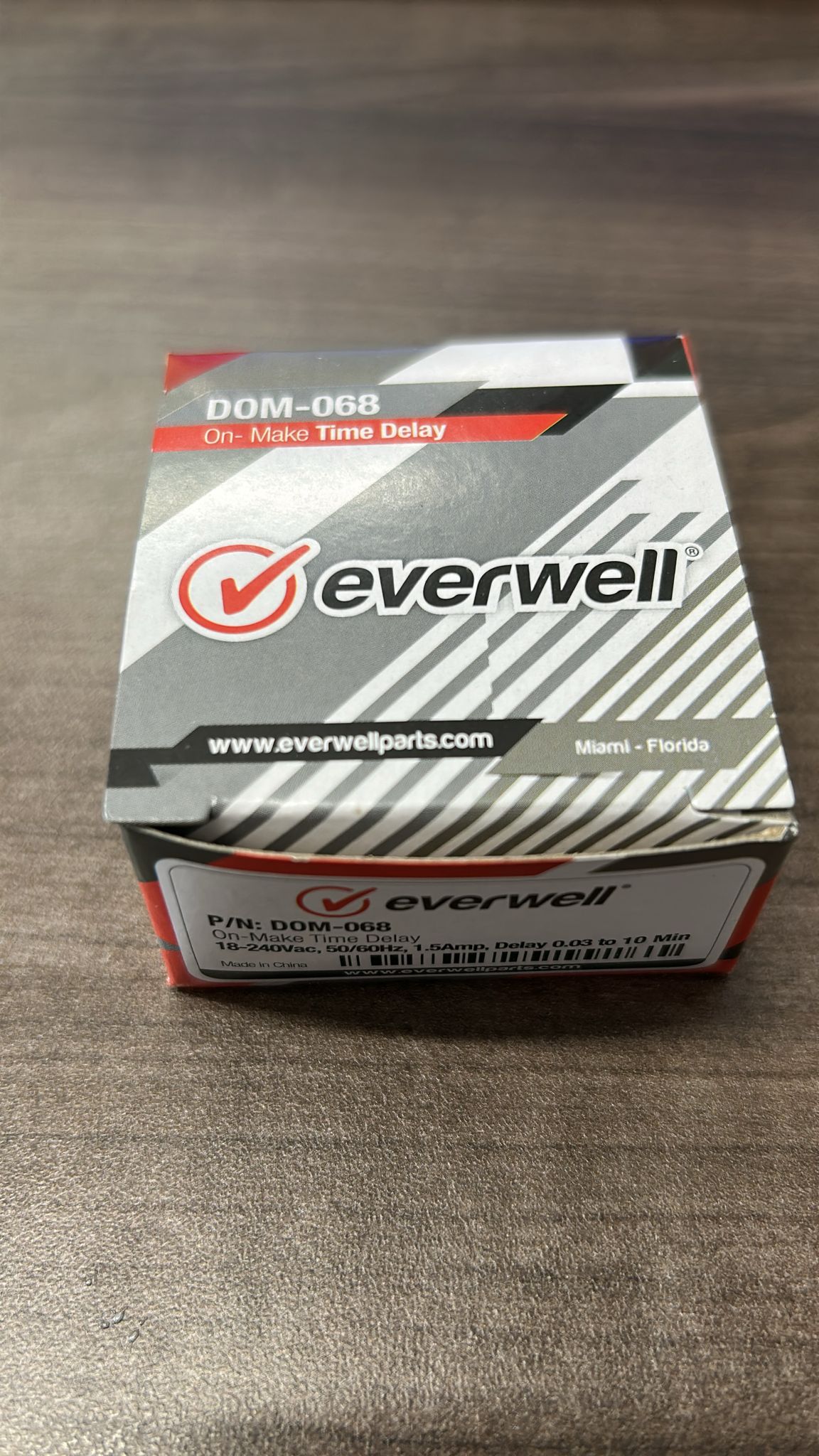 Everwell Delay on Make Timer 10 min Adjustable 18-240 VAC