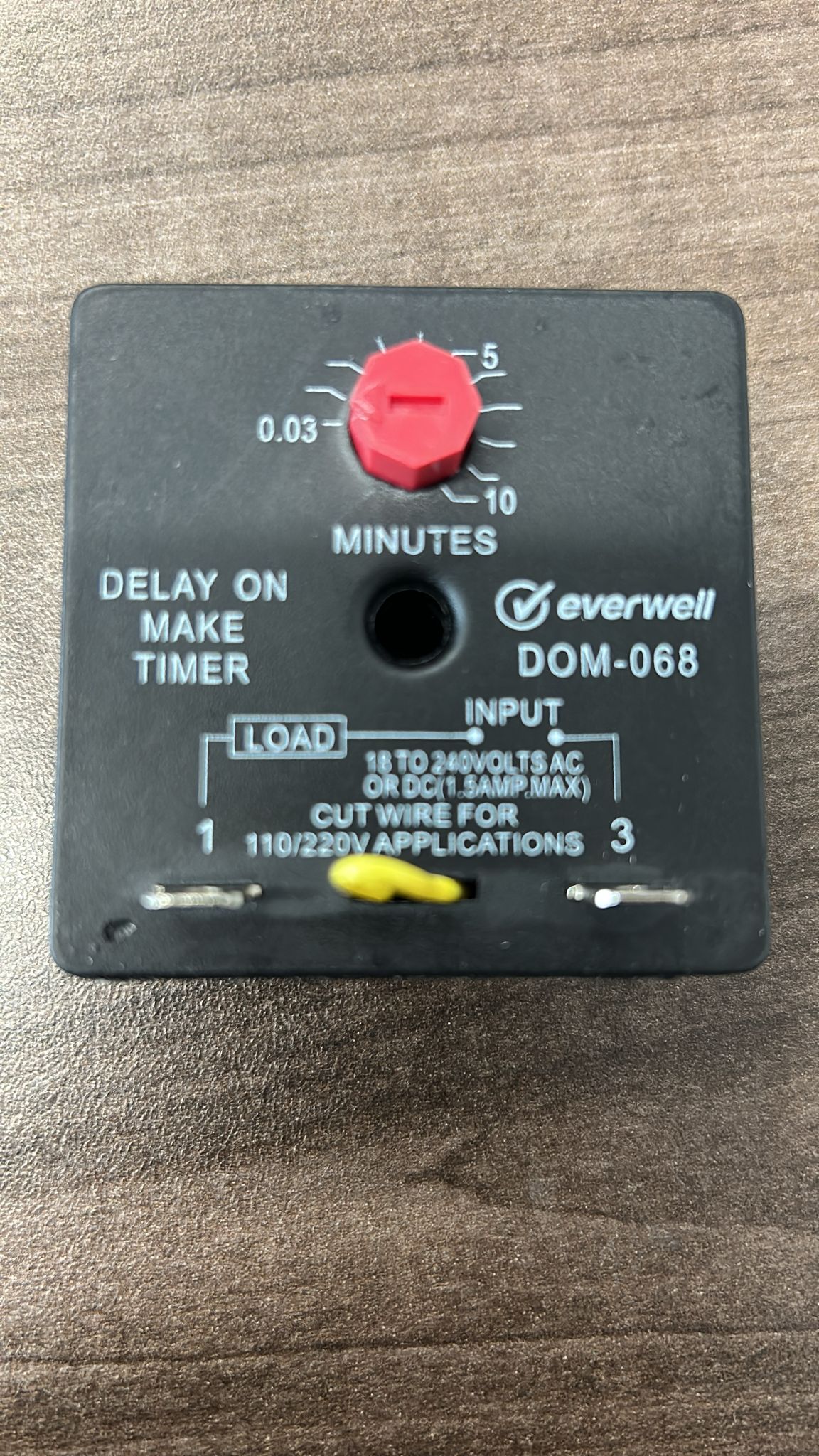 Everwell Delay on Make Timer 10 min Adjustable 18-240 VAC